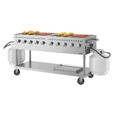72 in. Commercial Mobile Outdoor Propane Gas Grill, ETL Listed in Stainless-Steel (KM-CGM-72)